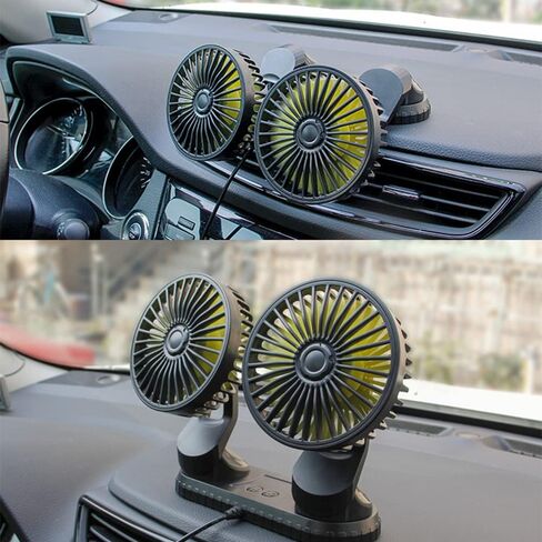 USB Powered Car Dual Head Fan Multi-Angle Rotatable Dashboard Three Gears Summer Cooling Fan Accessories,Built-in Aroma Diffuser in Saudi Arabia