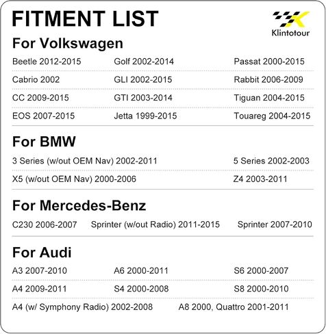 تسخير الأسلاك الراديوية المتوافقة مع Audi 2002-2011/Mercedes-Benz 2003-2010/Volkswagen 1999-2015 ، مجموعة تسخير تسخير تسخير استريو ما بعد البيع محول سلك جهاز الاستقبال in Kuwait