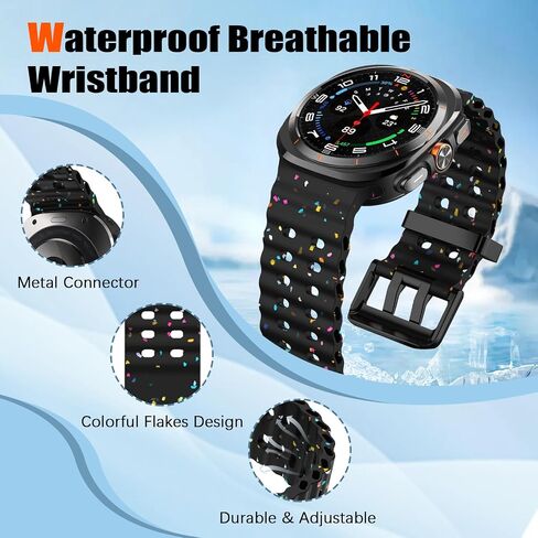 Soft Ocean Silicone Bands Compatible for Samsung Galaxy Watch Ultra 47mm(2025/2024) Band 47mm Men Women, Color Speckles Breathable Sport Replacement Strap in Saudi Arabia