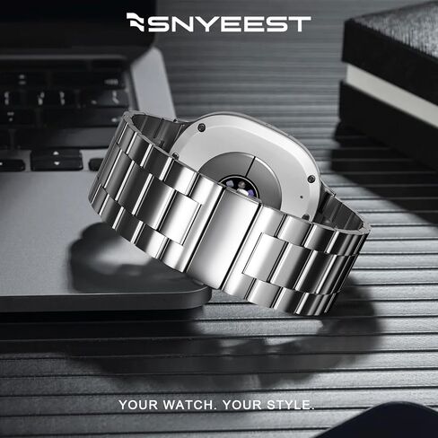 Compatible for Samsung Galaxy Watch 8 40mm 44mm/Galaxy 8 Classic 46mm Bands,No Gap One Click Rugged Stainless Steel Replacement Strap Metal Bands for Men Women in Kuwait