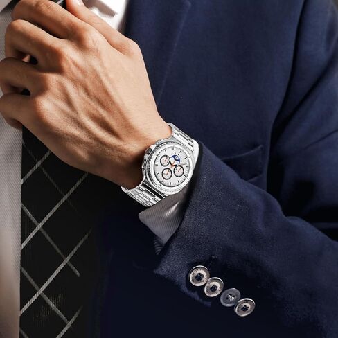 Compatible for Samsung Galaxy Watch 8 40mm 44mm/Galaxy 8 Classic 46mm Bands,No Gap One Click Rugged Stainless Steel Replacement Strap Metal Bands for Men Women in Kuwait