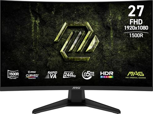MSI MAG 275CF X24 27 بوصة 1920 × 1080 (FHD) شاشة ألعاب ، 240 هرتز ، المزامنة التكيفية ، HDR Ready ، HDMI ، VGA Port ، Vesa Mountable ، Tilt ، 4 جوانب إطار نحيف ، 0.5 مللي ثانية ، أسود ، أسود ، أسود in Saudi Arabia