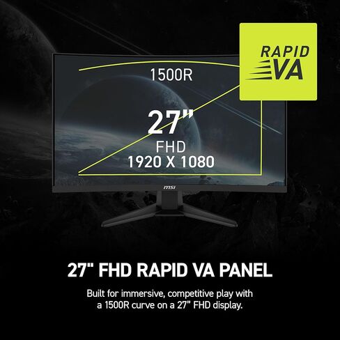 MSI MAG 275CF X24 27 بوصة 1920 × 1080 (FHD) شاشة ألعاب ، 240 هرتز ، المزامنة التكيفية ، HDR Ready ، HDMI ، VGA Port ، Vesa Mountable ، Tilt ، 4 جوانب إطار نحيف ، 0.5 مللي ثانية ، أسود ، أسود ، أسود in Saudi Arabia