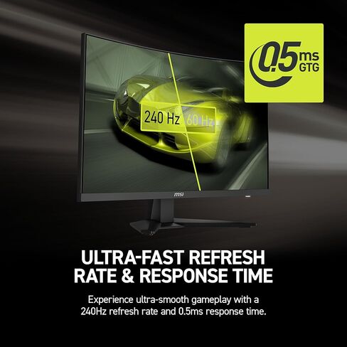MSI MAG 275CF X24 27 بوصة 1920 × 1080 (FHD) شاشة ألعاب ، 240 هرتز ، المزامنة التكيفية ، HDR Ready ، HDMI ، VGA Port ، Vesa Mountable ، Tilt ، 4 جوانب إطار نحيف ، 0.5 مللي ثانية ، أسود ، أسود ، أسود in Saudi Arabia