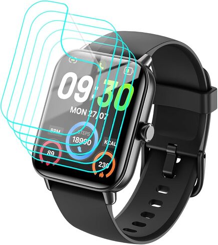بالنسبة إلى Hingso Smart Watch ID208 Plus Screen Protector [5 Pack] HD Clear Soft Pet Film [anti-scratch] [Free Free] متوافق مع Hingso Enomir Fitpolo Quican Tensky Tensky SmartWatch ID208 Plus in Kuwait