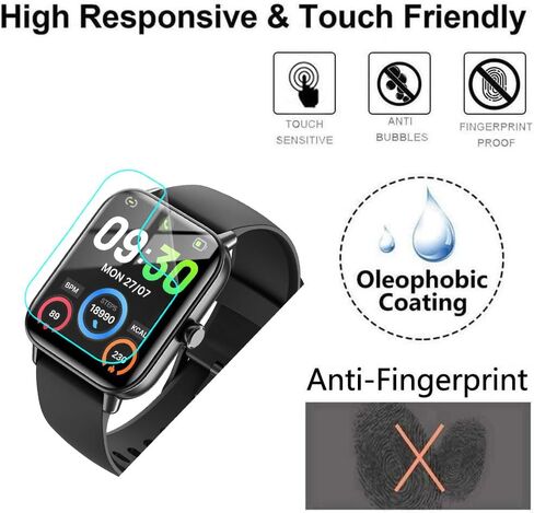 بالنسبة إلى Hingso Smart Watch ID208 Plus Screen Protector [5 Pack] HD Clear Soft Pet Film [anti-scratch] [Free Free] متوافق مع Hingso Enomir Fitpolo Quican Tensky Tensky SmartWatch ID208 Plus in Kuwait