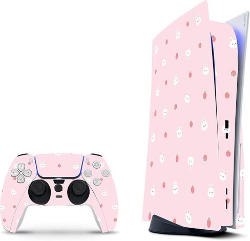 Zoomhitskins متوافق مع الجلد PS5 ، Bunny Strawberry لطيف الوردي kawaii ، متينة ، خالية من الفقاعات ، w/قرص ، قطع بدقة in Saudi Arabia
