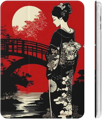 قضية Geisha Moon اليابانية مع حامل القلم Trifold Slim خفيف الوزن متوافق مع iPad Mini 4/5/6 Mini4/5 （7.9in） in Kuwait