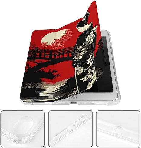 قضية Geisha Moon اليابانية مع حامل القلم Trifold Slim خفيف الوزن متوافق مع iPad Mini 4/5/6 Mini4/5 （7.9in） in Kuwait