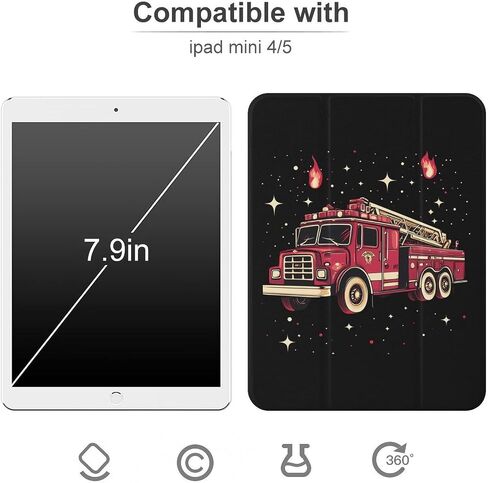 حالة شاحنات النار مع حامل القلم رفيع الخفيفة الوزن trifold حامل متوافق مع iPad mini 4/5/6 mini4/5 （7.9in） in Kuwait