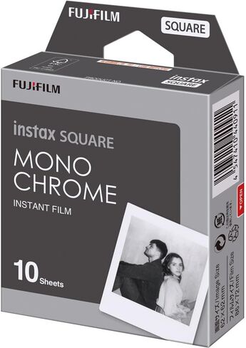 FUJIFILM INSTAX Square Monochrome Instant Film (Pack of 10) (100 Exposures) Bundle with Microfiber Cleaning Cloth in Saudi Arabia