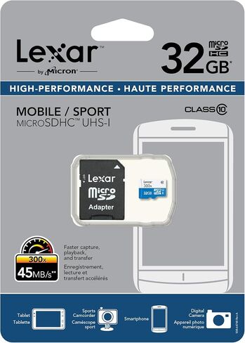 Lexar High-Performance MicroSDHC 300x 16GB UHS-I/U1 w/Adapter Flash Memory Card (old packaging) LSDMI16GBBNL300A in Saudi Arabia