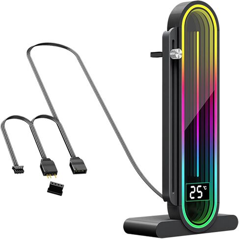 Zunate Argb GPU Support Bracket ، 5V 3 PIN RGB GPU حامل حامل ، RGB GPU حامل بطاقة SAG ، الطول القابل للتعديل ومكانة GPU مع شاشة درجة الحرارة للكمبيوتر in Saudi Arabia