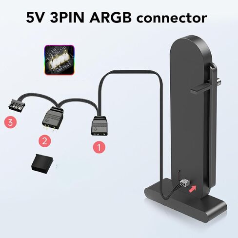 Zunate Argb GPU Support Bracket ، 5V 3 PIN RGB GPU حامل حامل ، RGB GPU حامل بطاقة SAG ، الطول القابل للتعديل ومكانة GPU مع شاشة درجة الحرارة للكمبيوتر in Saudi Arabia