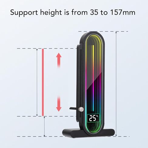 Zunate Argb GPU Support Bracket ، 5V 3 PIN RGB GPU حامل حامل ، RGB GPU حامل بطاقة SAG ، الطول القابل للتعديل ومكانة GPU مع شاشة درجة الحرارة للكمبيوتر in Saudi Arabia