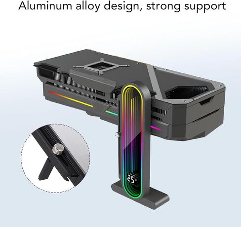 Zunate Argb GPU Support Bracket ، 5V 3 PIN RGB GPU حامل حامل ، RGB GPU حامل بطاقة SAG ، الطول القابل للتعديل ومكانة GPU مع شاشة درجة الحرارة للكمبيوتر in Saudi Arabia