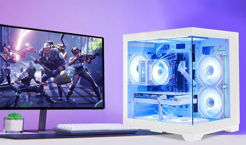 ألعاب الكمبيوتر كمبيوتر سطح المكتب-AMD Ryzen 5 5500 6-Core 3.6 GHz ، Geforce RTX 5060 8GB ، 16GB DDR4 3200MHz RAM ، 1TB PCIE SSD ، RGB Fan ، WiFi & Bluetooth Windows 11 Pro-White in Kuwait