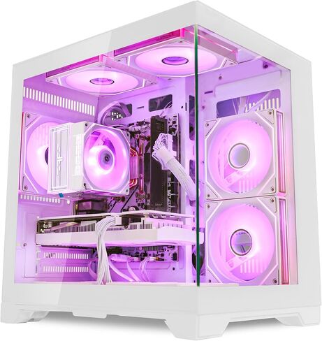 ألعاب الكمبيوتر كمبيوتر سطح المكتب-AMD Ryzen 5 5500 6-Core 3.6 GHz ، Geforce RTX 5060 8GB ، 16GB DDR4 3200MHz RAM ، 1TB PCIE SSD ، RGB Fan ، WiFi & Bluetooth Windows 11 Pro-White in Kuwait