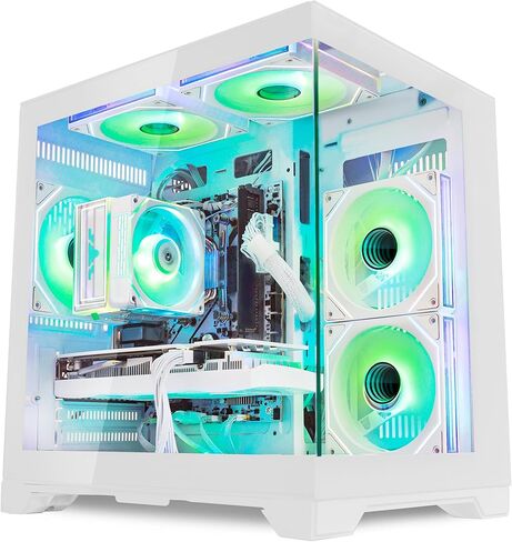 ألعاب الكمبيوتر كمبيوتر سطح المكتب-AMD Ryzen 5 5500 6-Core 3.6 GHz ، Geforce RTX 5060 8GB ، 16GB DDR4 3200MHz RAM ، 1TB PCIE SSD ، RGB Fan ، WiFi & Bluetooth Windows 11 Pro-White in Kuwait