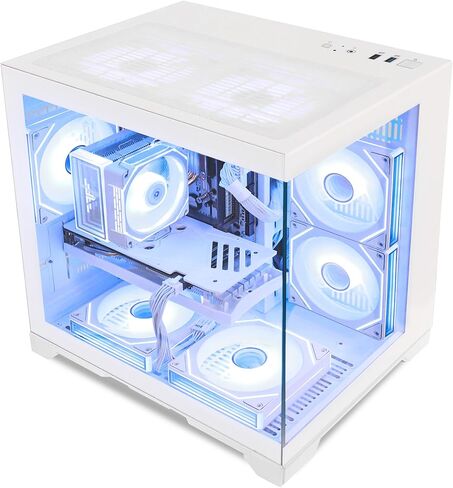 ألعاب الكمبيوتر كمبيوتر سطح المكتب-AMD Ryzen 5 5500 6-Core 3.6 GHz ، Geforce RTX 5060 8GB ، 16GB DDR4 3200MHz RAM ، 1TB PCIE SSD ، RGB Fan ، WiFi & Bluetooth Windows 11 Pro-White in Kuwait