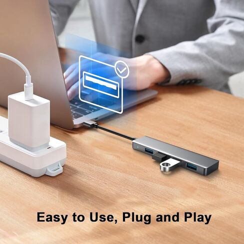 USB 3.0 Hub, 4 Port USB Hub Splitter, Portable USB Adapter Mini Multiport Expander for Laptop, Xbox, Flash Drive, HDD, Console, Printer, Camera, Keyboard, Mouse, Black in Saudi Arabia