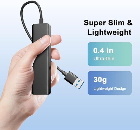 USB 3.0 Hub, 4 Port USB Hub Splitter, Portable USB Adapter Mini Multiport Expander for Laptop, Xbox, Flash Drive, HDD, Console, Printer, Camera, Keyboard, Mouse, Black in Saudi Arabia