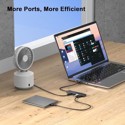 USB 3.0 Hub, 4 Port USB Hub Splitter, Portable USB Adapter Mini Multiport Expander for Laptop, Xbox, Flash Drive, HDD, Console, Printer, Camera, Keyboard, Mouse, Black in Saudi Arabia
