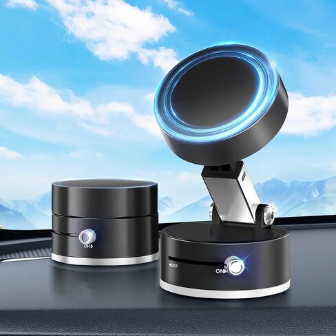 Vacuum Magnetic Car Phone Holder,360° Magnetic Suction Cup Phone Mount,Foldable Strong Magnetic Cell Phone Holder Stand for Car/Gym/Mirror/Kitchen/Smooth Surface,for Mag Safe for All Smartphones in Saudi Arabia