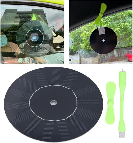 Solar Powered Fan, 5W Small USB Car Fan Solar Air Conditioner Solar Fan with Solar Panel, Suction Cup and 2 Accessories for use in Various Driving environments in Saudi Arabia