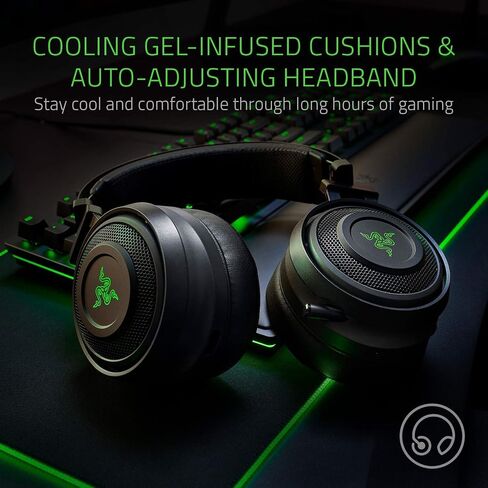Razer Nari Wireless: Thx Audio Audio - Mooding Geling Gelinged Cushions - 2.4 Ghz Wireless Audio - Gaming Meadso Meads for PC ، PS4 ، Switch & Mobile Devices (READED) in Kuwait
