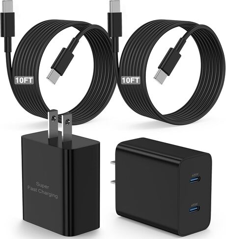 45W Super Fast Charger USB C, 2-Pack Dual Port Type C Charger Fast Charging,with 6/6FT Cable&Cord for Samsung Galaxy S25 Ultra/S24 Ultra/S23/S22/S21/S20+, iPhone16/15 in Saudi Arabia