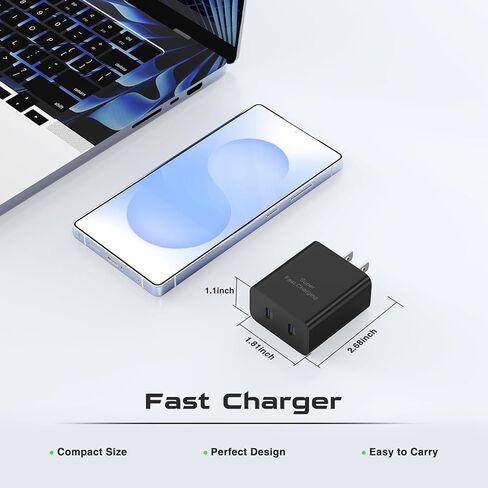 45W Super Fast Charger USB C, 2-Pack Dual Port Type C Charger Fast Charging,with 6/6FT Cable&Cord for Samsung Galaxy S25 Ultra/S24 Ultra/S23/S22/S21/S20+, iPhone16/15 in Saudi Arabia