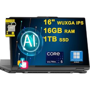 Lenovo Yoga 7 16 2-in-1 AI PC Laptop 16 "Wuxga Touch (Glossy) Intel 12-Core Ultra 5 125U (> I7-1335U) 16GB RAM 1TB SSD Propexlit Thunderbrint FHD IR Privacy Camera Win11pro w in Kuwait