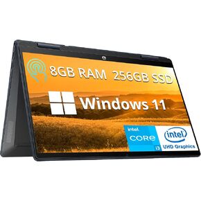 HP Pavilion x360 14" FHD Touchscreen 2-in-1 Laptop, Intel i3-1215U, 8GB RAM, 256GB PCIe SSD, Intel UHD Graphics, 720p Webcam, Wi-Fi, Bluetooth, Windows 11, Blue (Renewed) in Kuwait