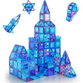 AFUNX 130 PCS Magnetic Tiles Building Blocks 3D Clear Magnetic Blocks Construction Playboards, Inspiration Building Tiles Creativity Beyond Imagination, Educational Magnet Toy Set for Kids with 2 Cars in Saudi Arabia