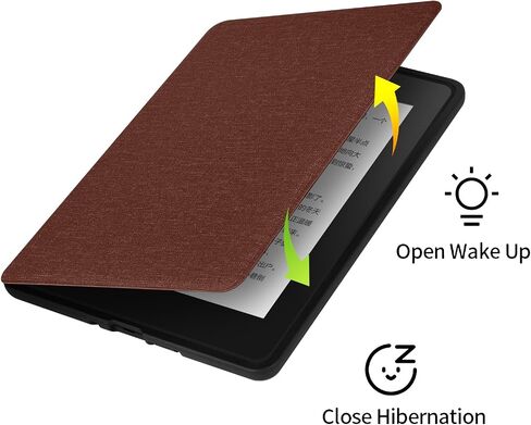Case for Kindle Paperwhite 2024 with Hand Strap - Fabric Cover with Auto Sleep Wake - Fits 7" Kindle Paperwhite 12th Generation (Brown) in Kuwait