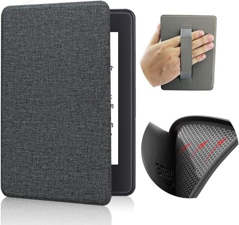 Case for Kindle Paperwhite 2024 with Hand Strap - Fabric Cover with Auto Sleep Wake - Fits 7" Kindle Paperwhite 12th Generation (Brown) in Kuwait