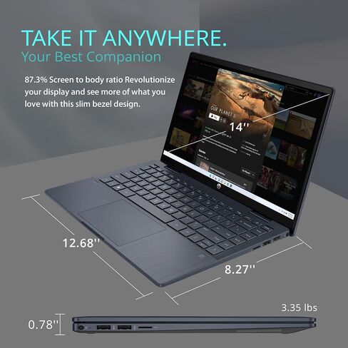 HP Pavilion x360 14" FHD Touchscreen 2-in-1 Laptop, Intel i3-1215U, 8GB RAM, 256GB PCIe SSD, Intel UHD Graphics, 720p Webcam, Wi-Fi, Bluetooth, Windows 11, Blue (Renewed) in Kuwait