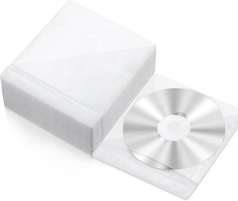 الأكمام Harloon 100 Pack DVD تغطي غلاف تخزين بلاستيكي مزدوج من الجوانب لمجلدات التخزين الفارغة حالات حامل قرص واضحة لاستبدال الحماية (أبيض) in Saudi Arabia