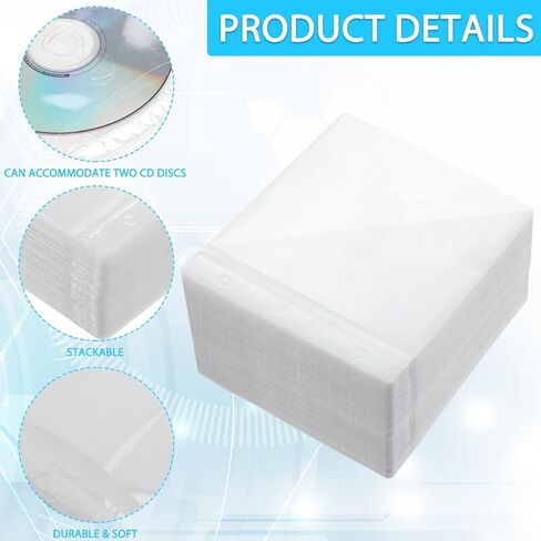 الأكمام Harloon 100 Pack DVD تغطي غلاف تخزين بلاستيكي مزدوج من الجوانب لمجلدات التخزين الفارغة حالات حامل قرص واضحة لاستبدال الحماية (أبيض) in Saudi Arabia