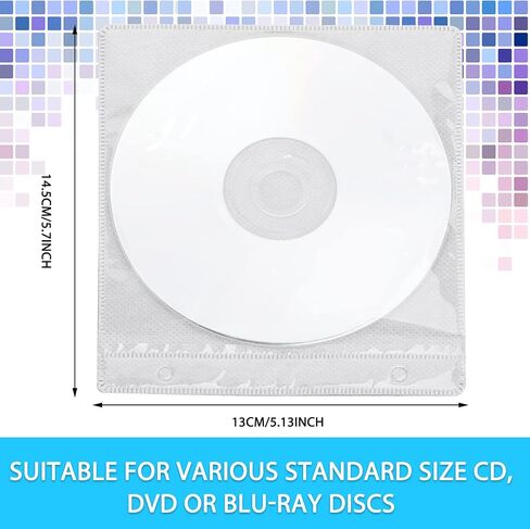 الأكمام Harloon 100 Pack DVD تغطي غلاف تخزين بلاستيكي مزدوج من الجوانب لمجلدات التخزين الفارغة حالات حامل قرص واضحة لاستبدال الحماية (أبيض) in Saudi Arabia