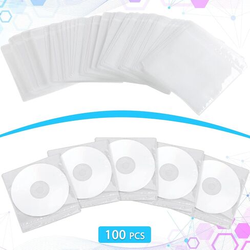 الأكمام Harloon 100 Pack DVD تغطي غلاف تخزين بلاستيكي مزدوج من الجوانب لمجلدات التخزين الفارغة حالات حامل قرص واضحة لاستبدال الحماية (أبيض) in Saudi Arabia