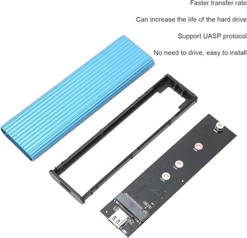 Aluminum M.2 NVME SATA SSD Enclosure Adapter, Tool- USB 3.1 Type C External Solid State Enclosure M.2 NVMe Reader Support B&B+M Keys, UASP Trim for 2230/2242/2260/2280(Blue) in Saudi Arabia