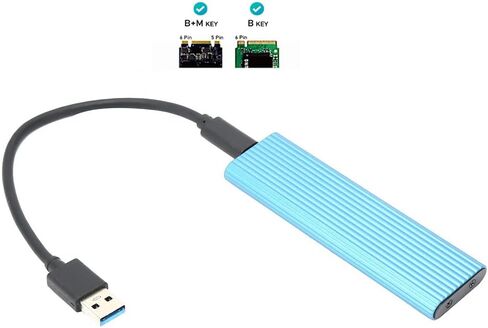 Aluminum M.2 NVME SATA SSD Enclosure Adapter, Tool- USB 3.1 Type C External Solid State Enclosure M.2 NVMe Reader Support B&B+M Keys, UASP Trim for 2230/2242/2260/2280(Blue) in Saudi Arabia