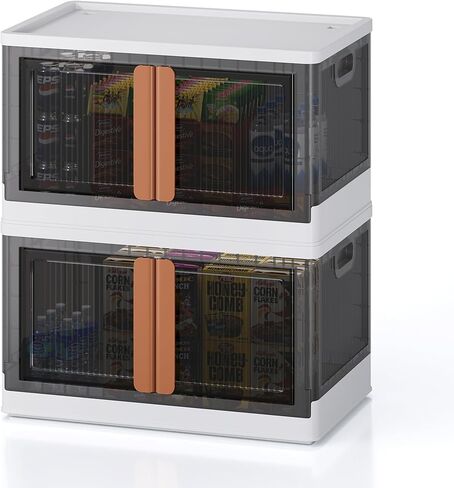 Sineda 4 عبوات تخزين مع أغطية - 8.4 جالون صناديق تخزين قابلة للطي مع عجلات وأبواب، صناديق تخزين قابلة للتكديس للملابس والبطانيات والكتب والفراش والألعاب. (8.4 جالون - 4 عبوات، أخضر) in Kuwait