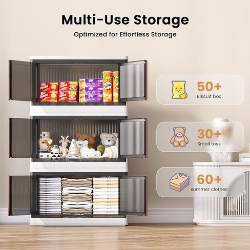 Sineda 4 عبوات تخزين مع أغطية - 8.4 جالون صناديق تخزين قابلة للطي مع عجلات وأبواب، صناديق تخزين قابلة للتكديس للملابس والبطانيات والكتب والفراش والألعاب. (8.4 جالون - 4 عبوات، أخضر) in Kuwait