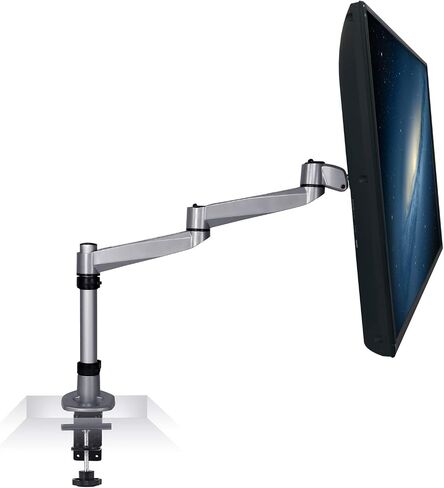 Mount-It! Premium Modular Monitor Desk Mount Arm Stand | Single Tilt Swivel Arm Fits 19 21.5 24 27 32 Inch Computer Screens with 75 100 VESA Patterns | C-Clamp and Grommet Bases | Silver in Saudi Arabia
