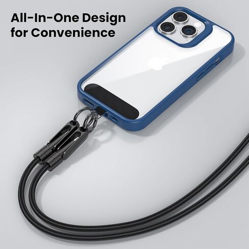 USB C to Lightning Apple iPhone Charger Cable, 2 in 1 Phone Lanyard Cable Crossbody for Travel, Nylon Braided Fast Charging Cable Data Sync Cord for iPhone Camera Strap Rotatable Metal Buckles 6FT/2M in Saudi Arabia