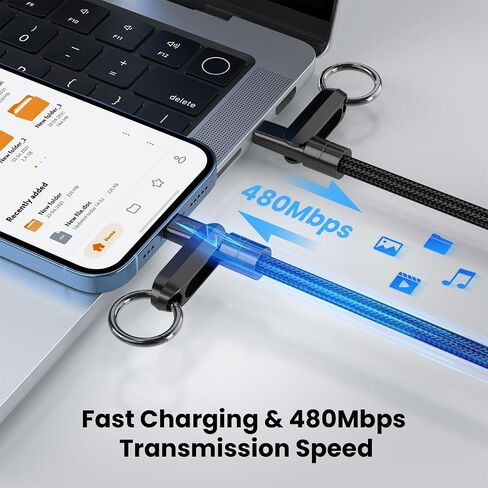 USB C to Lightning Apple iPhone Charger Cable, 2 in 1 Phone Lanyard Cable Crossbody for Travel, Nylon Braided Fast Charging Cable Data Sync Cord for iPhone Camera Strap Rotatable Metal Buckles 6FT/2M in Saudi Arabia