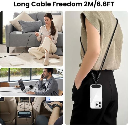 USB C to Lightning Apple iPhone Charger Cable, 2 in 1 Phone Lanyard Cable Crossbody for Travel, Nylon Braided Fast Charging Cable Data Sync Cord for iPhone Camera Strap Rotatable Metal Buckles 6FT/2M in Saudi Arabia
